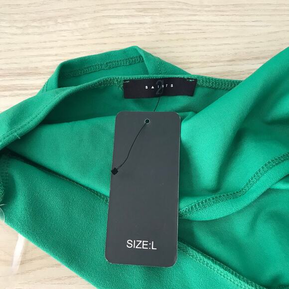 21 Saints Crop Top Women Large Green Tank Halter Y2K Coastal Western Basic Retro - Picture 8 of 8